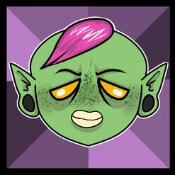 Chibi alternative goblin girl with freckles